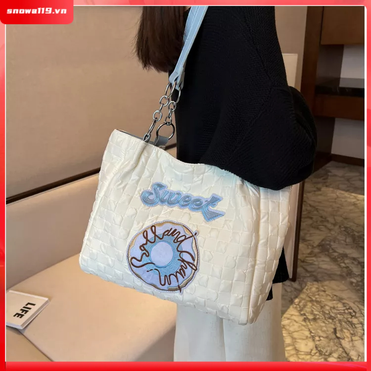 Có hàng sẵn Casual Bags Túi Dung Tích Lớn PU Chống Thấm Nước In Hình Chữ Da Cho Nữ