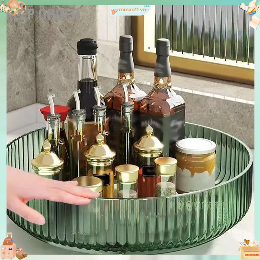 Keep order Hộp đựng gia vị trái cây ăn nhẹ xoay 360° cho tủ thức trong nhà bếp Phòng tắm