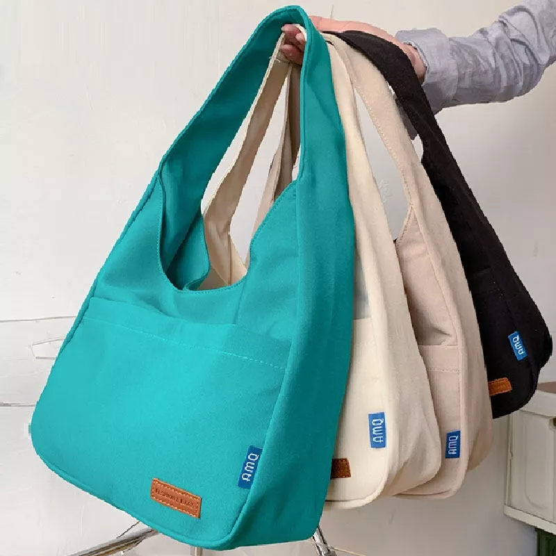 Túi tote Đeo Vai Màu Trơn Sức Chứa Lớn Phong Cách Hàn Quốc Cho Nữ