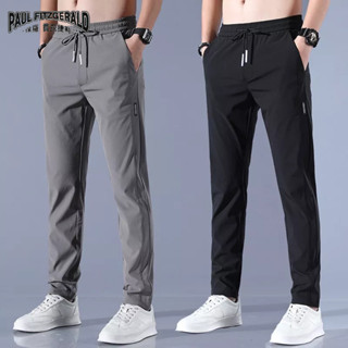 Paul FITZGERALD 丨 Quần nam dáng rộng Quần ống thẳng bằng lụa băng Quần thể thao mỏng nam Quần chạy bộ eo thun khô nhanh Quần đi bộ đường dài