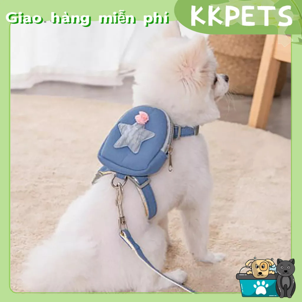 Dây dắt cho chó mèo kèm yếm cao cấp Có ba lô nhỏ Có Thể Điều Chỉnh KKPETS