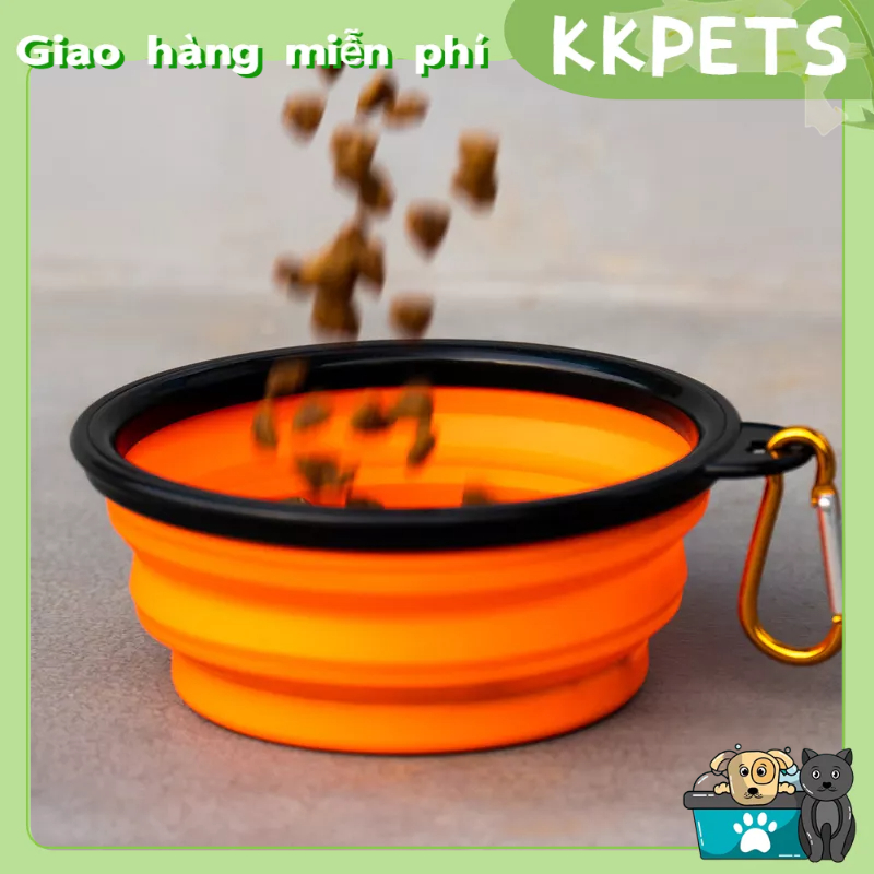 Bát đựng thức ăn cho thú cưng gấp gọn tiện lợi , Bát Gấp Du Lịch Cho Chó Mèo KKPETS