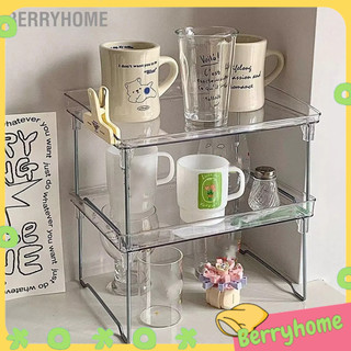 Giá nhựa trong suốt để bàn đựng đồ trang điểm dùng trưng bày tiện dụng BerryHome~