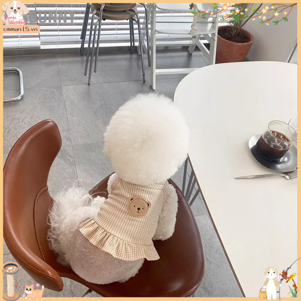 Mrbunny Chó Váy Kẻ Sọc Thời Trang Mùa Hè Hoạt Hình Dễ Thương Gấu Nhỏ Thú Cưng Cho Trung Bình Mèo