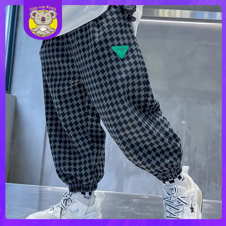 Quần Legging Thể Thao Họa Tiết Sọc Caro Trắng Đen Phong Cách Hàn Quốc Cho Nam
