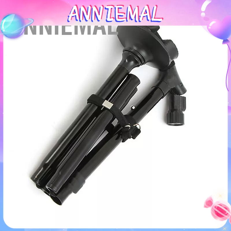 ANNIEMAL Gậy đi bộ có thể gập lại bằng hợp kim nhôm điều chỉnh với 6 đèn LED cho người cao tuổi