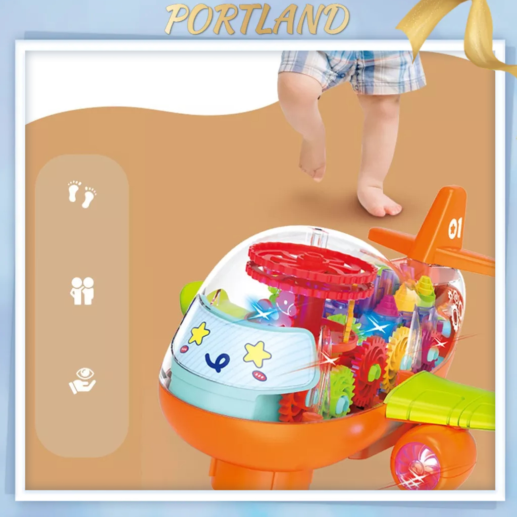 Portland Trẻ Em Máy Bay Đồ Chơi Giáo Dục Hoạt Hình Có Đèn Nhạc Đa Năng Bánh Xe Cho Mới Biết Đi Bé Trai Gái
