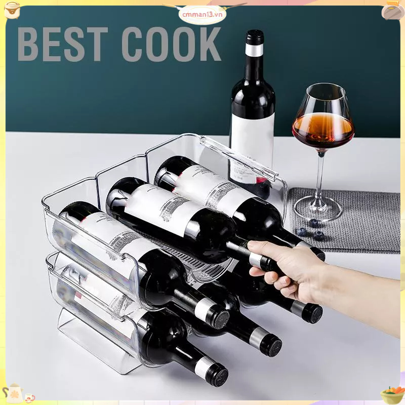 Best cook Giá đỡ chai nước bằng nhựa trong suốt có thể xếp chồng lên nhau để trưng bày tại nhà