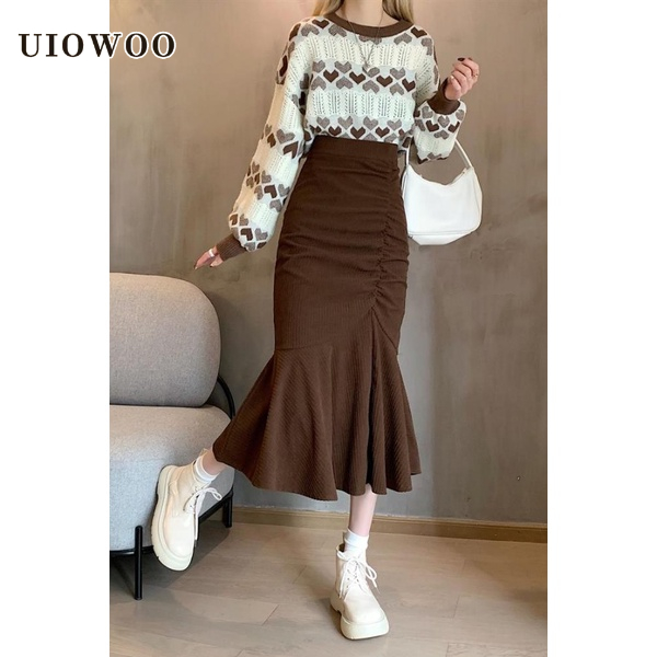 UIOWOO  Chân Váy Đuôi Cá Dáng Ôm Thời Trang Phong Cách Cho Nữ