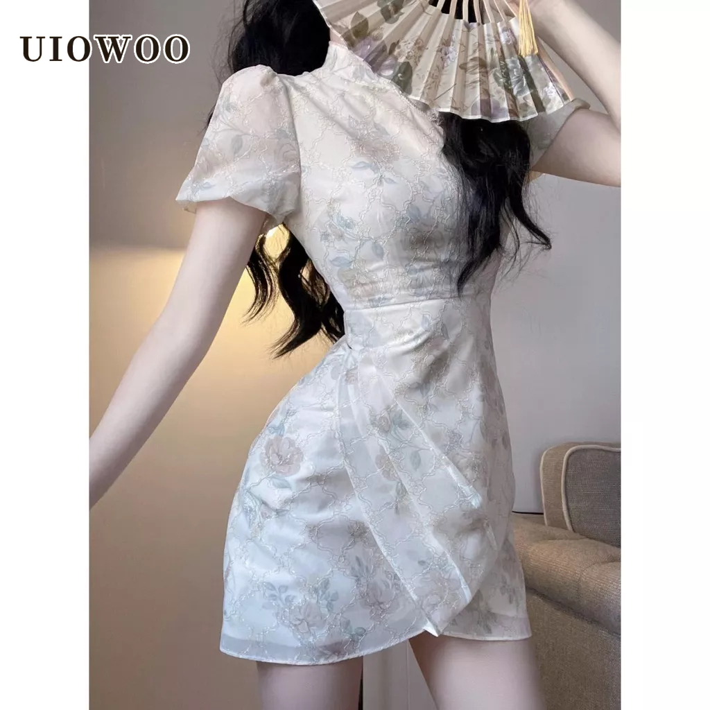 UIOWOO Đầm Sườn Xám Cách Tân Xẻ Tà Quyến Rũ Thời Trang Cho Nữ