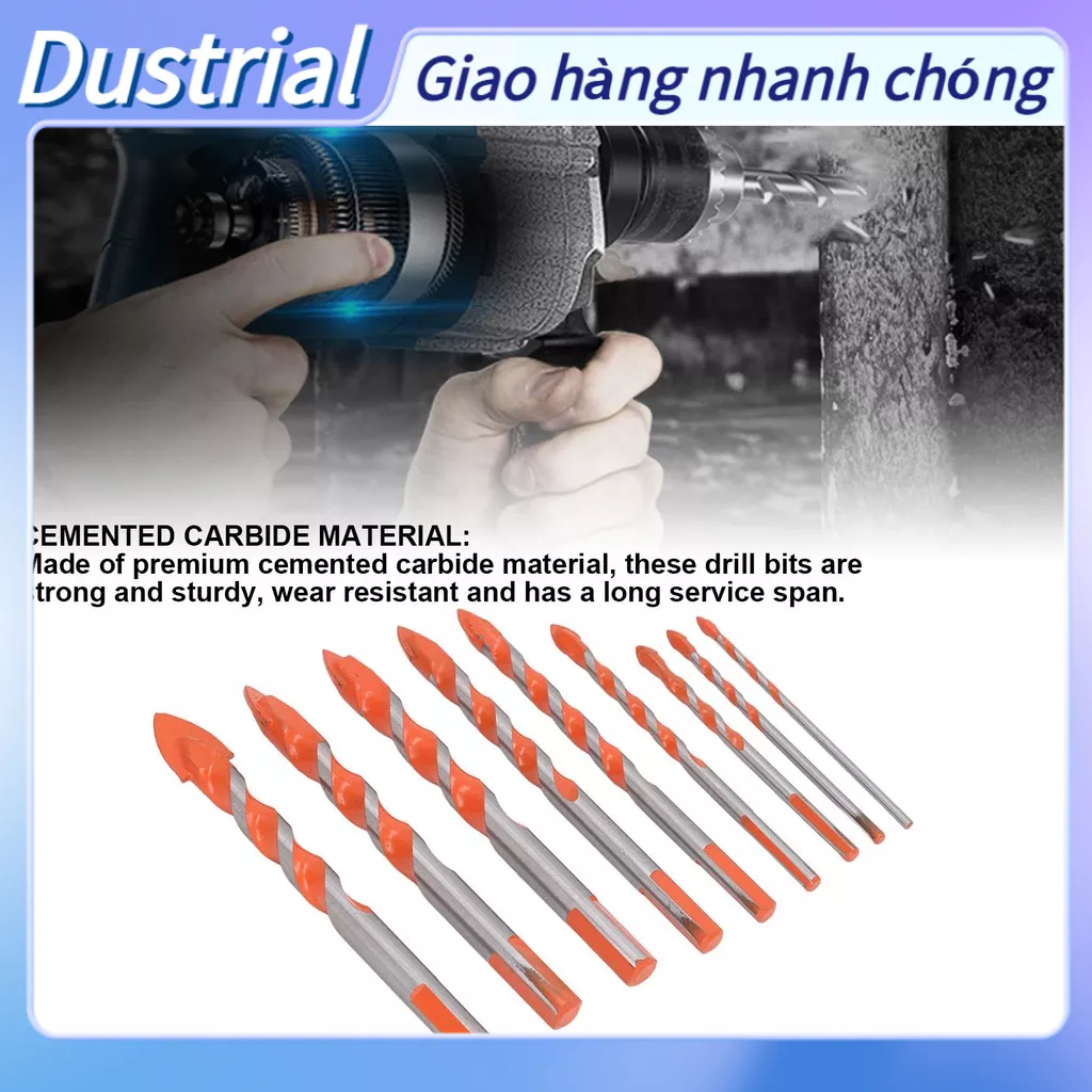 Dustrial 9 Cái Nề Mũi Khoan Bộ Cacbua Xi Măng Cường Độ Công Nghiệp Đầu Cho Gỗ Gạch Men Thủy Tinh Nhựa