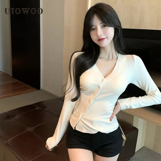 UIOWOO pure Áo Thun Nữ Tay Dài Dáng Ôm Thời Trang Mùa Thu Mới