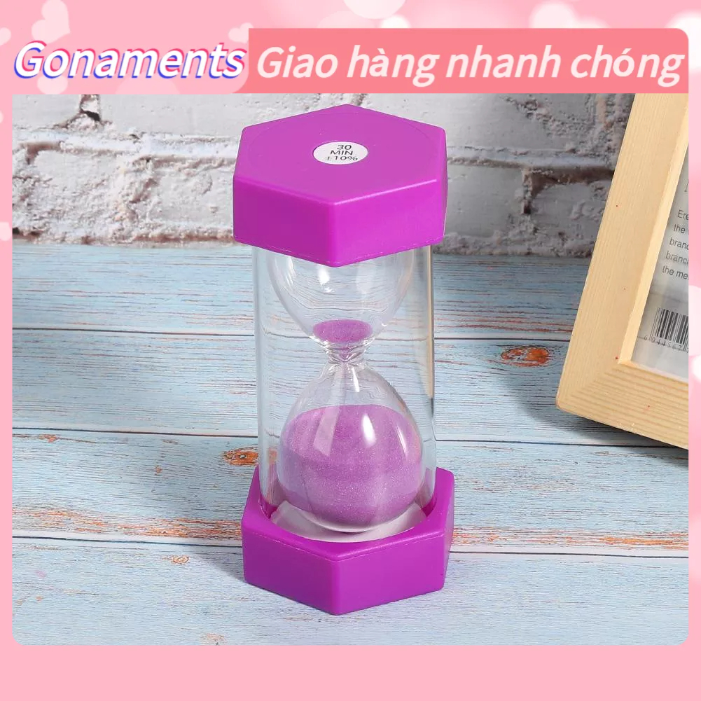Gonaments 30 phút Đồng hồ cát lục giác Trang trí bàn làm việc màu tím Quà tặng trẻ em