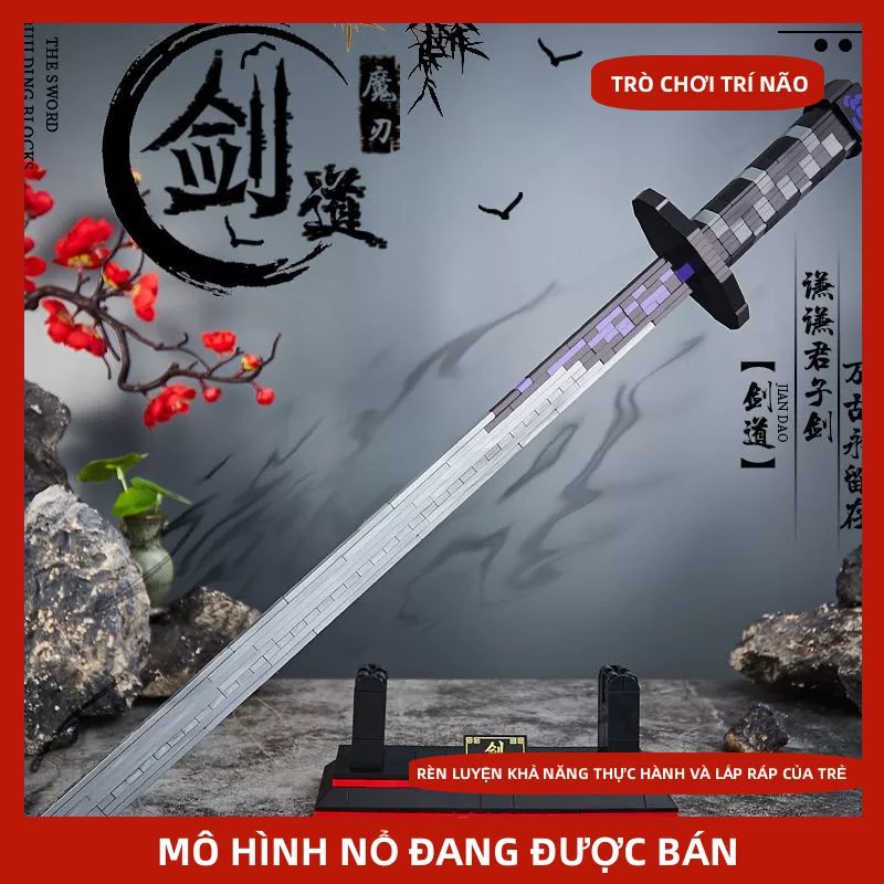 ĐỒ CHƠI LẮP RÁPKhối xây dựng nhỏ thanh kiếm quỷ dao ma tiêu diệt lưỡi Tanjiro lắp ráp đồ trang trí đồ chơi trẻ em cậu bé 10 tuổi/đồ chơi lắp ráp