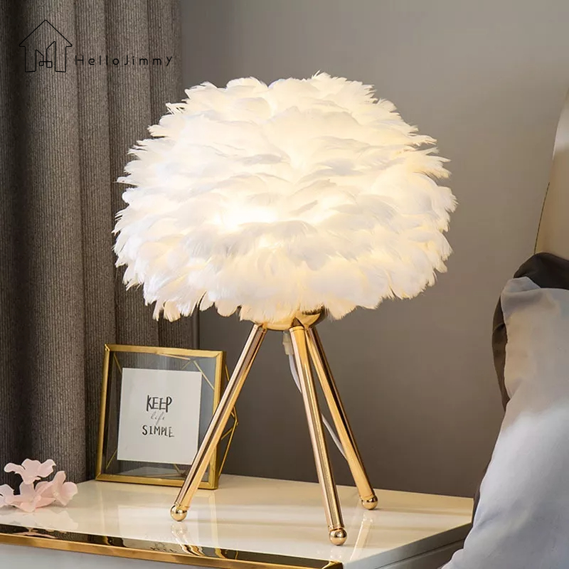 JJT Đèn Ngủ LED HellojimmyE27 Hình Lông Vũ Phong Cách Bắc Âu