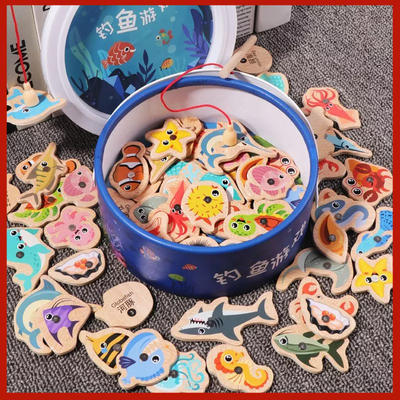 Bộ Đồ Chơi Câu Cá Nam Châm Bằng Gỗ Giáo Dục Sớm Cho Bé 3-6 Tuổi