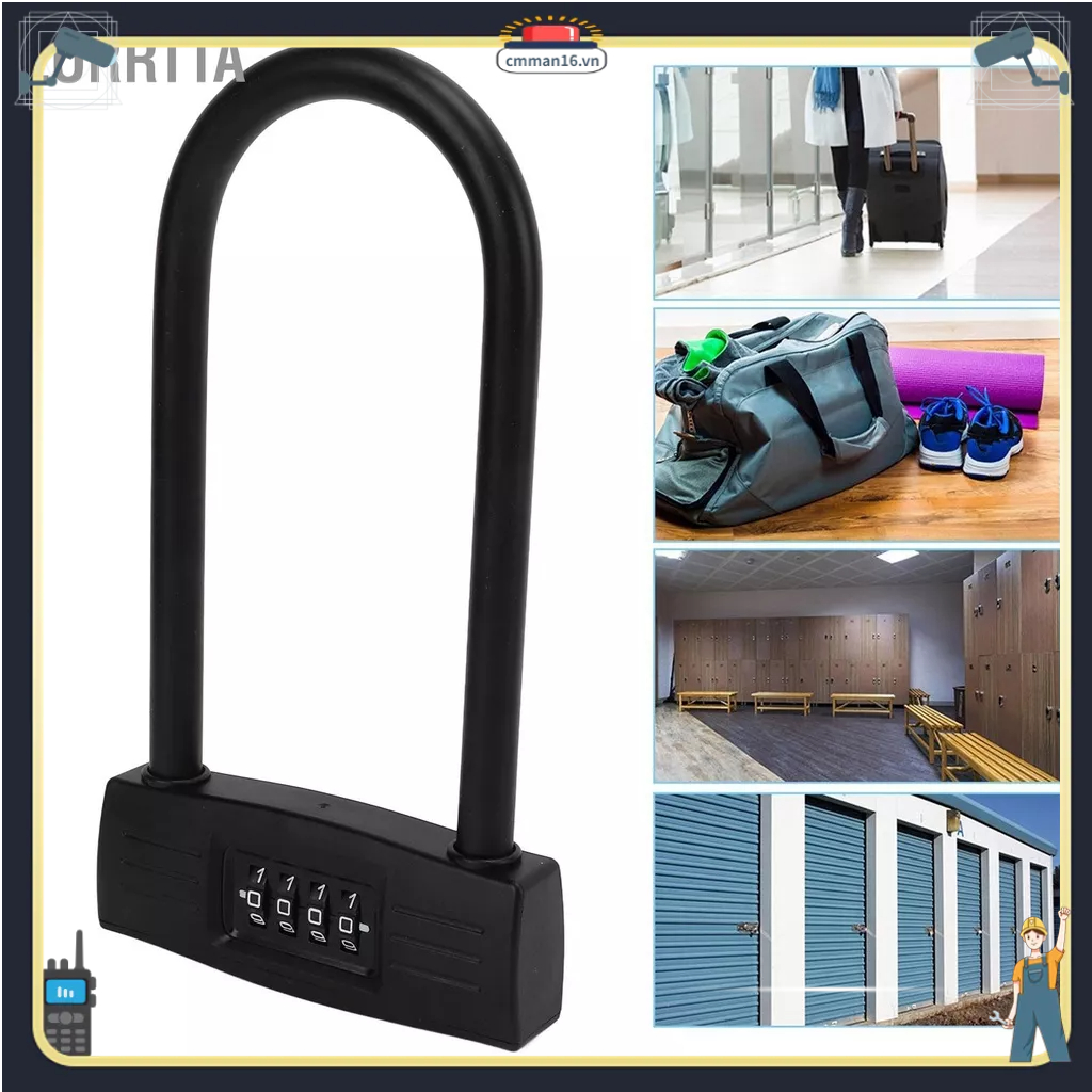 Lorrtta Khóa Kết Hợp Xe Đạp Ổ Hình Chữ U 4 Kỹ Thuật Số Chống Trộm Màu Đen Cho Máy Điện