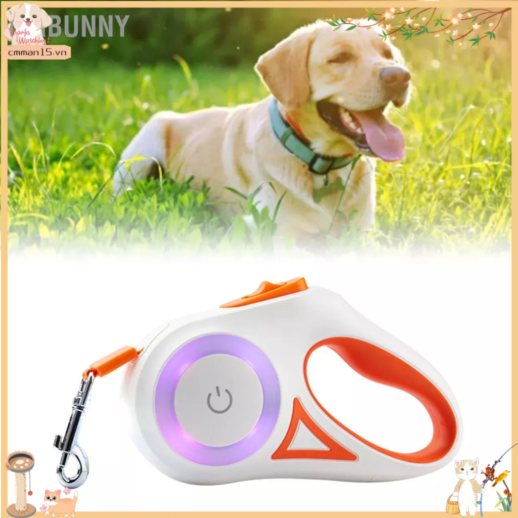 Mrbunny Dây xích thú cưng có thể thu vào Tay cầm tiện dụng dắt chó đi dạo với đèn LED đầy màu sắc cho con