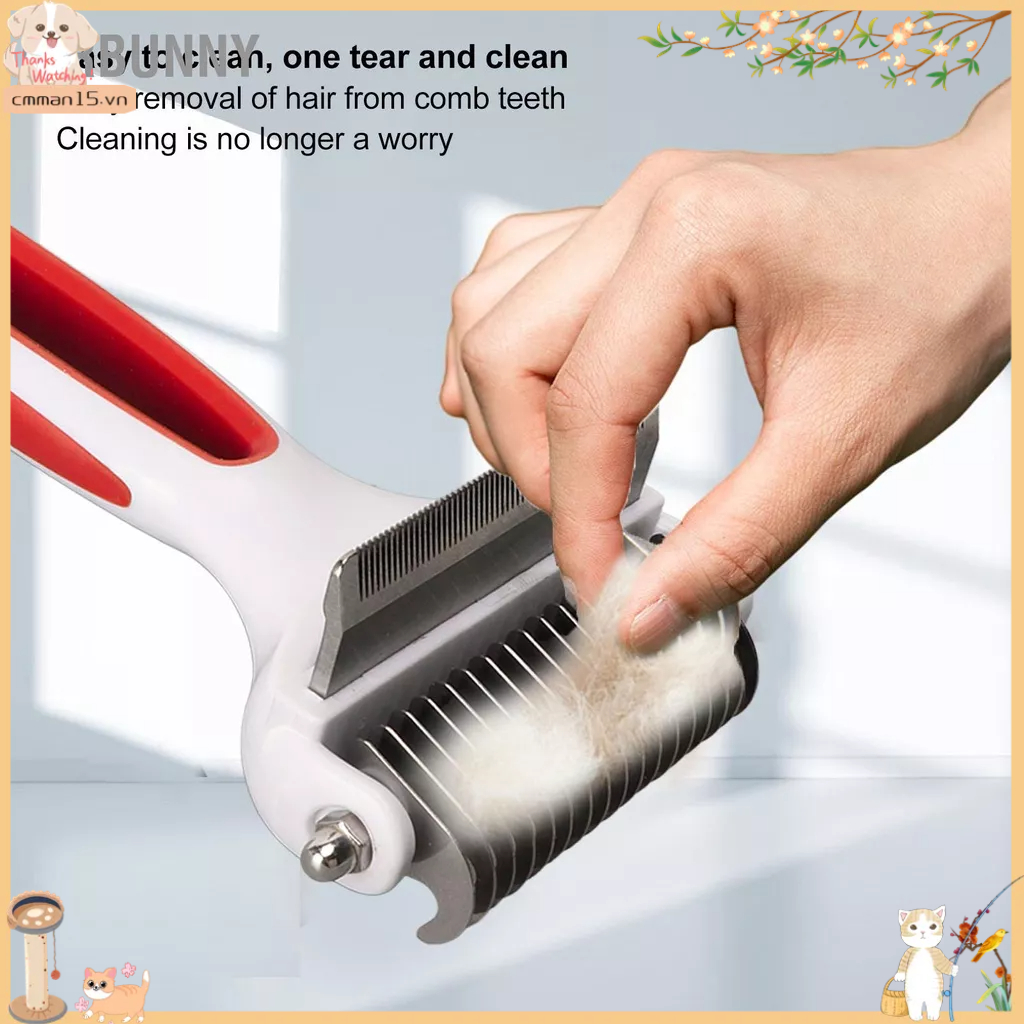 Mrbunny Bàn chải cạo lông thú cưng Công cụ 2 trong 1 và lớp lót Cào lược loại bỏ nút thắt cho chó mèo