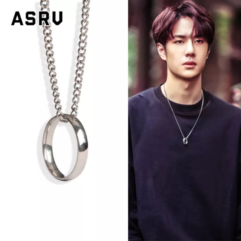 ASRV Vòng cổ Mặt Nhẫn Wang Yibo Phong Cách Harajuku Đơn Giản Đa Năng Cho Nam Và Nữ