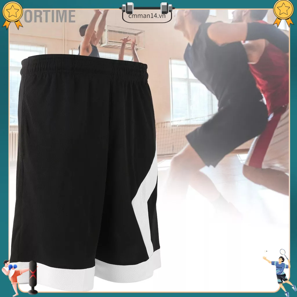 Sportime Quần ngắn thể thao mùa hè cho nam short tập luyện nhanh khô dành bóng rổ/Chạy bộ màu đen