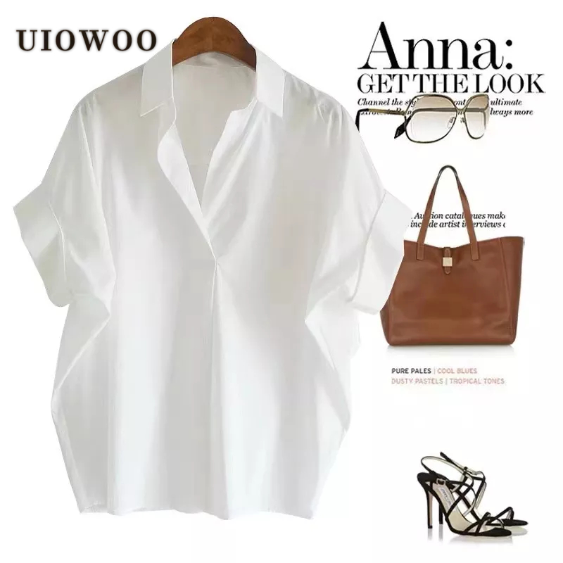 UIOWOO Áo Thun cotton Tay Cánh Dơi Dáng Rộng Phong Cách Hàn Quốc Thời Trang Mùa Hè Hàng Mới 2023 Dành Cho Bạn Nữ