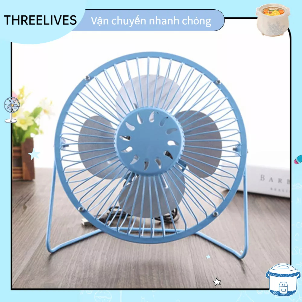 Quạt để bàn mini 4 inch USB sạc kim loại Quạt làm mát tuần hoàn không khí nhỏ cá nhân THREELIVES