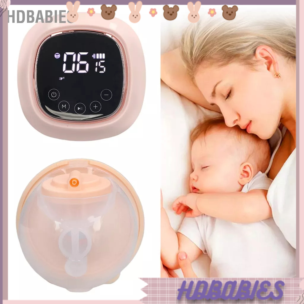 HDbabies Máy Hút Sữa Điện Rảnh Tay Tắt Tiếng Cao Đeo Massage Tự Động 3 Chế Độ 9 Tốc Màu Hồng Bằng