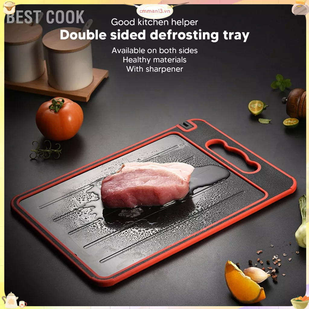 Best cook 3 Trong 1 2 Mặt Sương Giá Đi Đĩa Thớt Nhanh Rã Đông Khay Với Dao Cho Thịt Lạnh Thực Phẩm