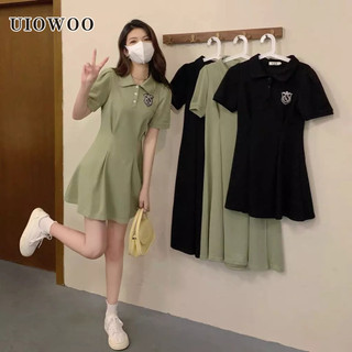 UIOWOO Đầm Polo Mỏng Dáng Dài Màu Xanh Lá Thời Trang Mùa Hè 2022 Mới Cho Nữ