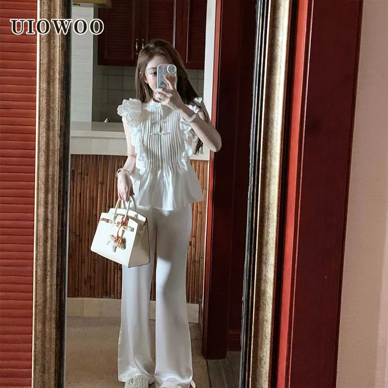 UIOWOO DoggyQin Đầm Cổ Đứng Tay Bay Nhỏ Màu Trơn Phong Cách Trung Hoa Hiện Đại Mới