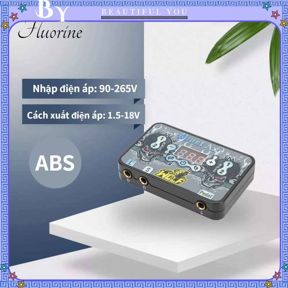 [Hàng Sẵn] Bộ cấp nguồn hình xăm Màn LCD 3 lỗ Kiểu dáng Bàn đạp chân Máy mô kép Nguồn điện 90‑265V【Fluorine073】