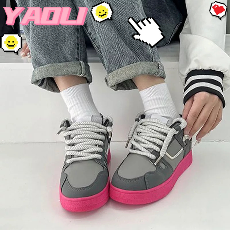 Yaoli Giày Thể Thao Ghép Nối Hình Trái Cây Rồng Bột Trái Cây Phong Cách retro