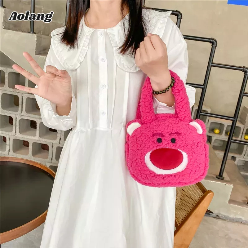 Aolang Túi Xách Lông Cừu Cỡ Lớn Họa Tiết Hoạt Hình Dễ Thương Phong Cách Hàn Quốc