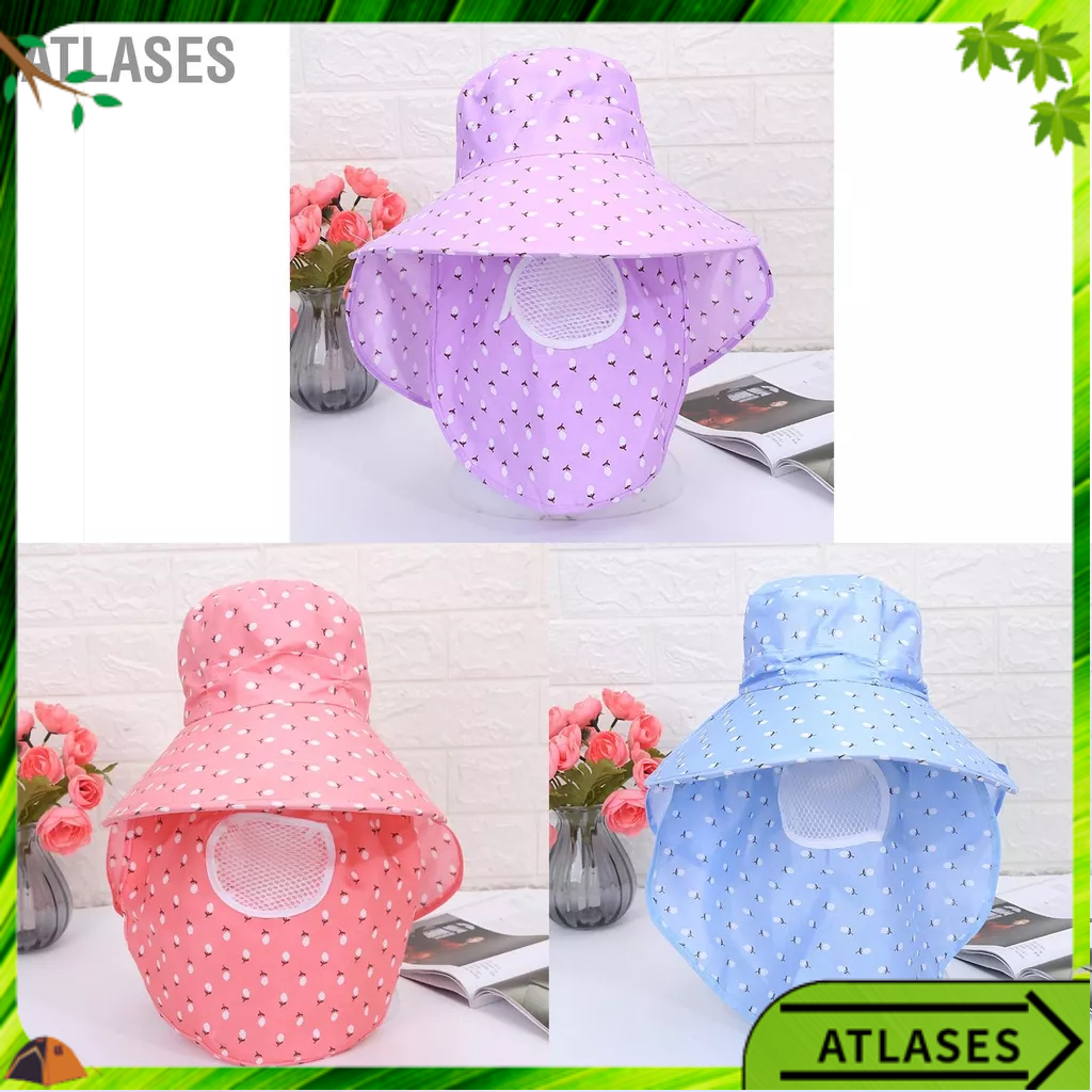 Atlases Mũ Chống Nắng Rộng Vành Có Cổ Vạt Mặt Che Tia UV Polyester Mùa Hè Nón Câu Cá Cắm Trại Chèo Thuyền Đi Bộ Đường Dài