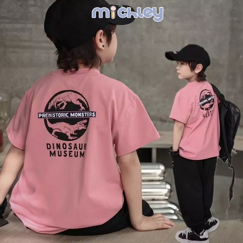 Áo thun MICHLEY ngắn tay cổ tròn phong cách Hàn Quốc thời trang mùa hè dành cho trẻ em