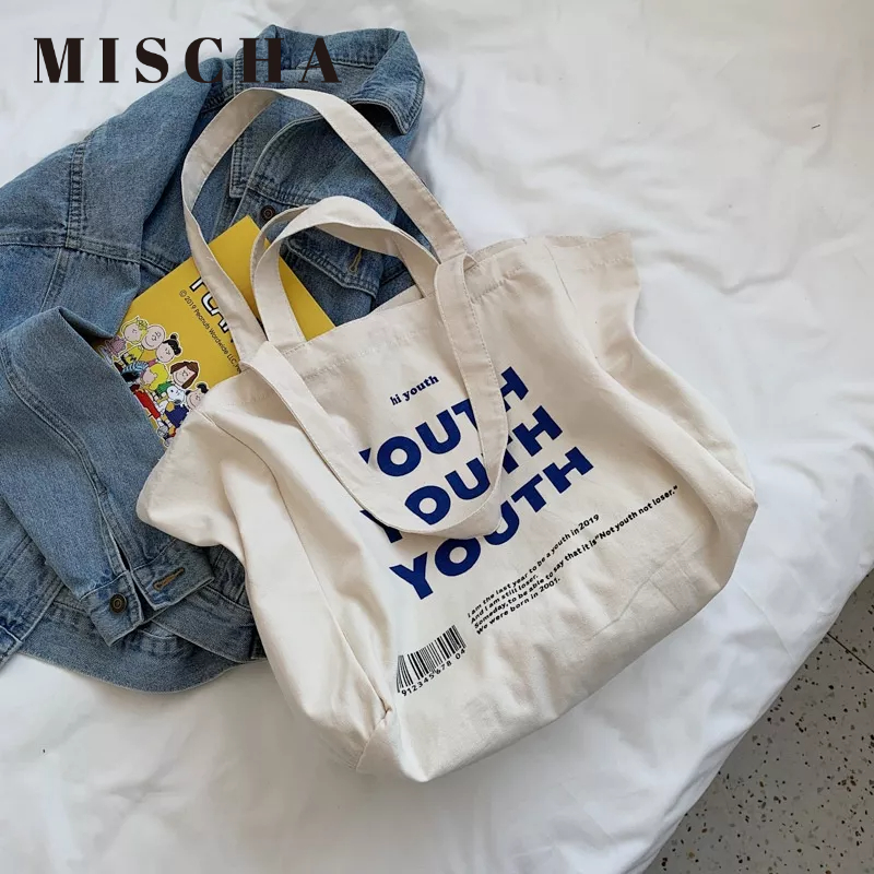 MISCHA Túi Xách Canvas Cỡ Lớn Thiết Kế Đơn Giản Thời Trang Cho Nữ