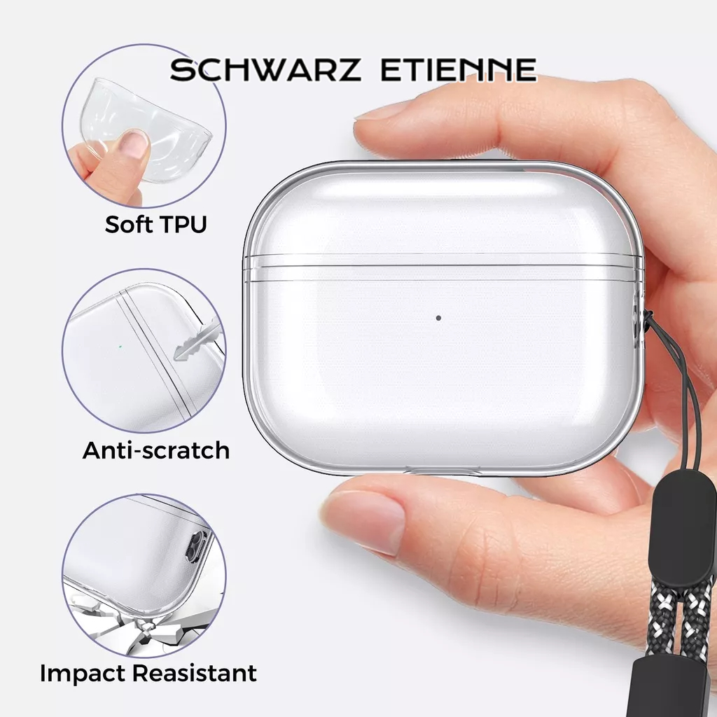 Vỏ Bảo Vệ Hộp Sạc Tai Nghe bluetooth SCHWARZ ETIENNE Mềm Trong Suốt Không Dễ Phai Màu Ốp