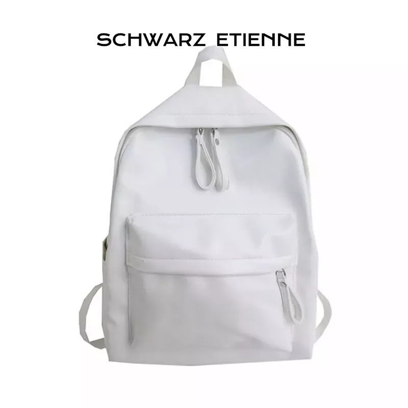 Schwarz ETIENNE Ba Lô Da PU Màu Trơn Sức Chứa Lớn Phong Cách Đường Phố
