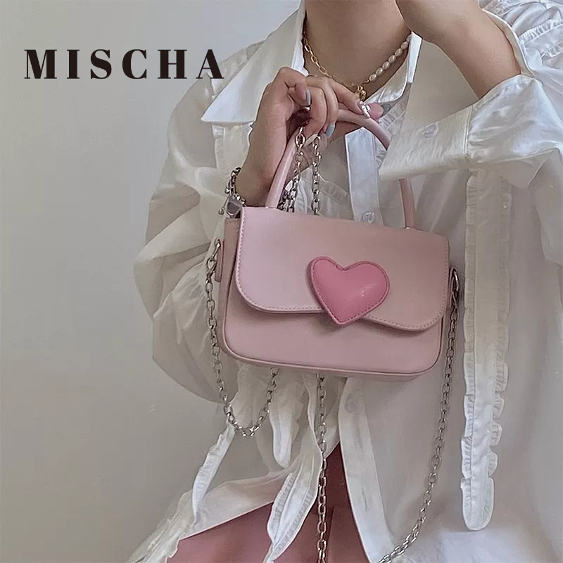 MISCHA Túi Đeo Chéo Hình Vuông Nhỏ Màu Sắc Tương Phản Phong Cách Hàn Quốc Dễ Thương Cho Nữ