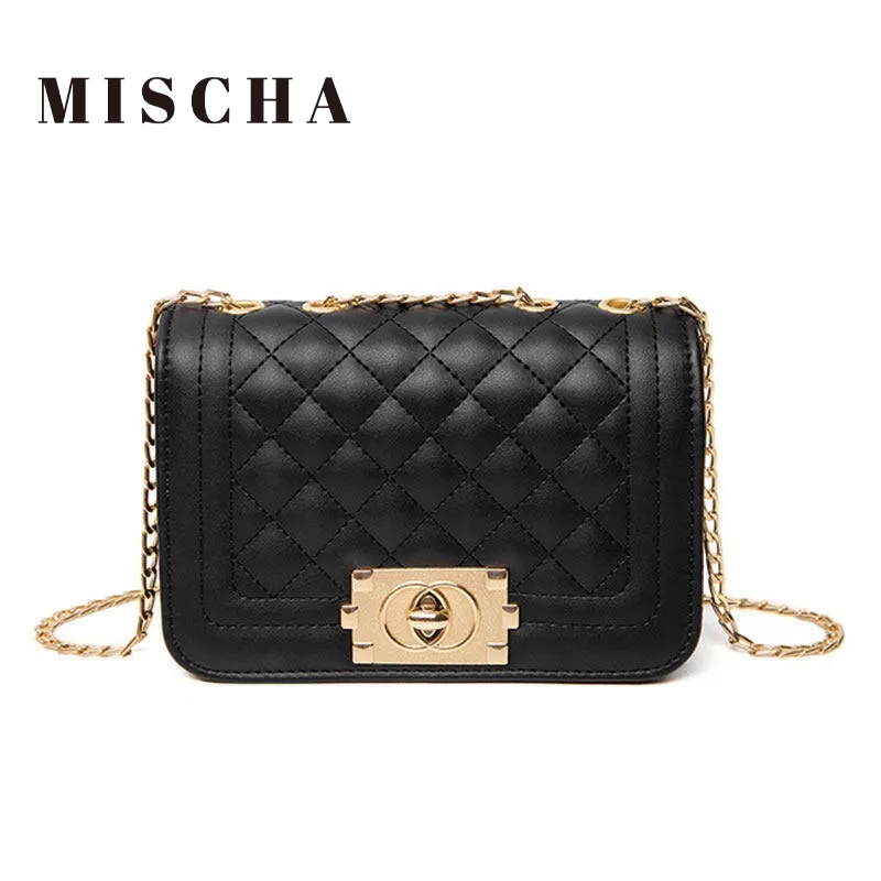 MISCHA Túi Xách Đeo Vai Hình Thoi Cỡ Nhỏ Phối Dây Đeo Sợi Xích Thời Trang Cao Cấp Cho Nữ