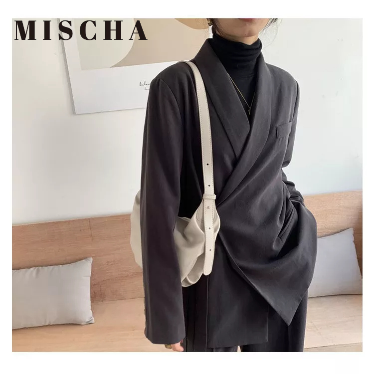 MISCHA Túi Xách Da Mềm Màu Trơn Cỡ Lớn Phong Cách Hàn Quốc Cho Nữ