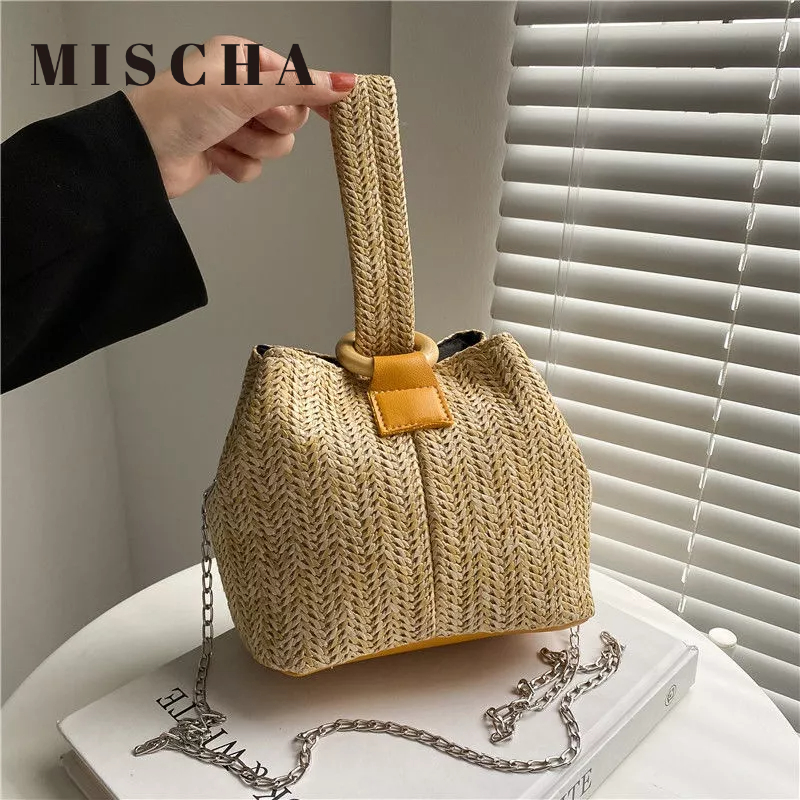 MISCHA Túi Cói Đeo Vai Thiết Kế Đơn Giản Thời Trang Cho Nữ