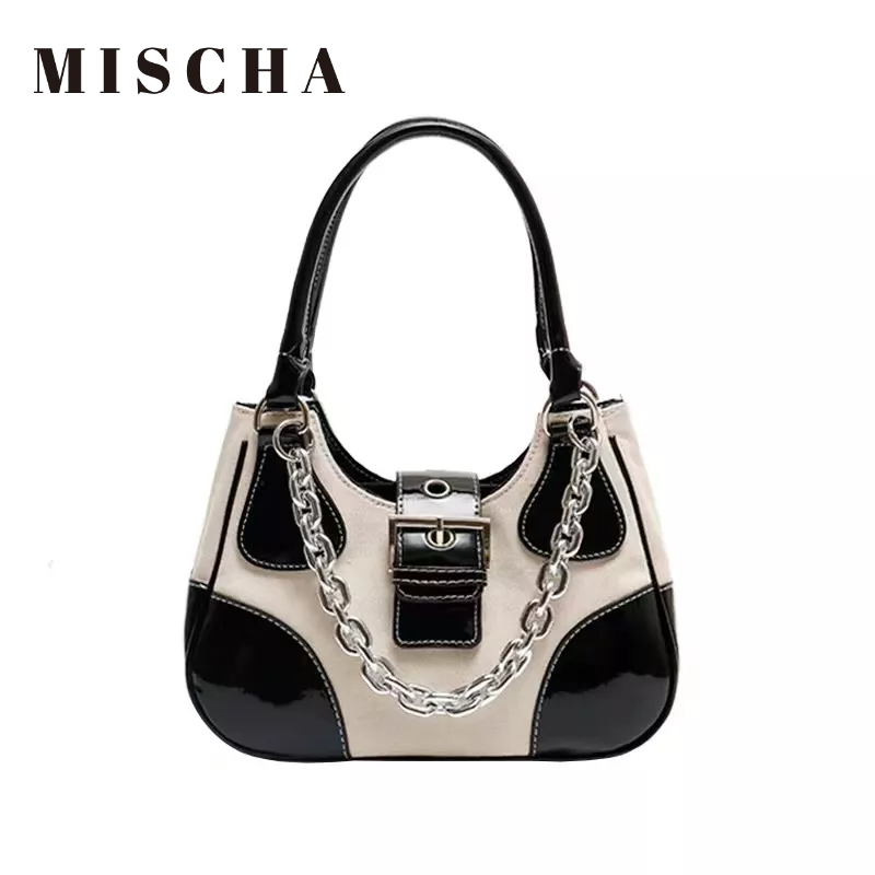 Mischa Túi Đeo Vai canvas Dây Xích Kim Loại Thời Trang Dễ Phối Đồ Cho Nữ