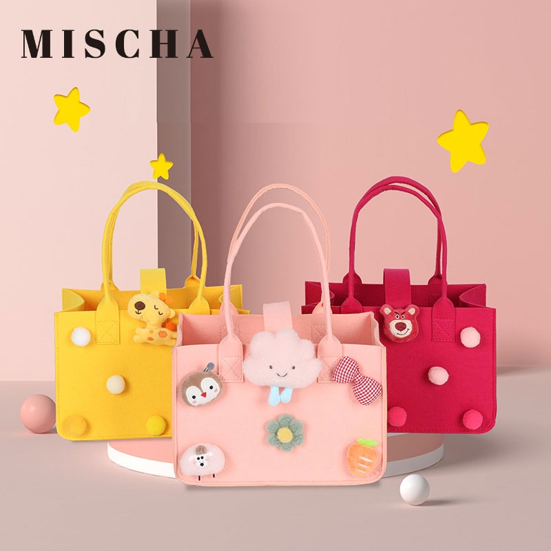 MISCHA Túi Mua Sắm Màu Trơn Sức Chứa Lớn Phong Cách Hoạt Hình Mới