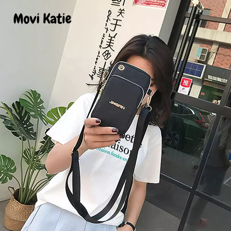 Túi đeo chéo MOWEIKAIDI bằng vải nylon đựng điện thoại khóa kéo dành cho nữ