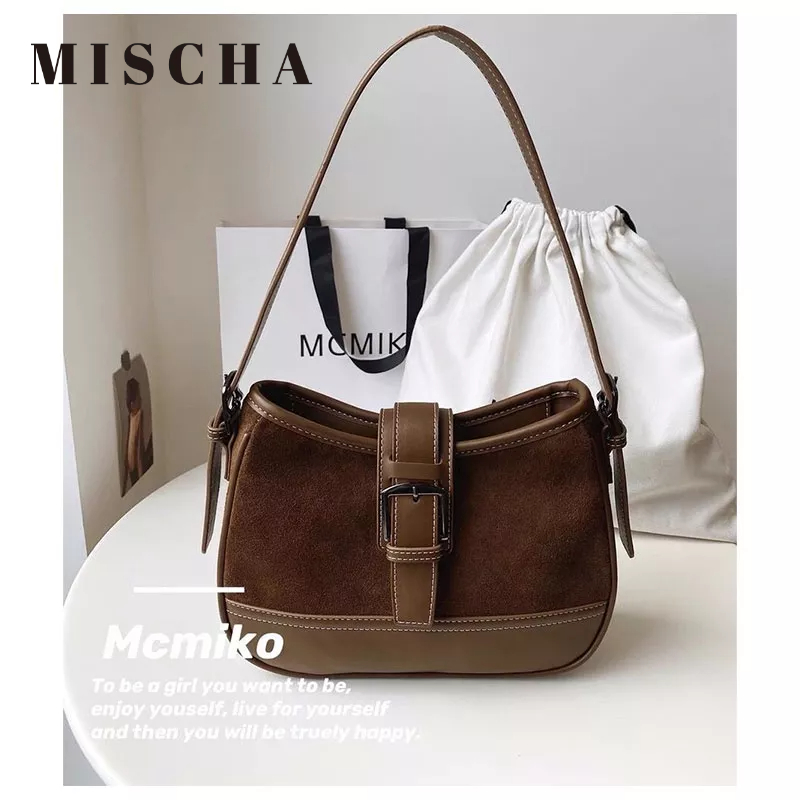 MISCHA Túi Xách Da pu Mềm Phong Cách retro Thời Trang Cho Nữ