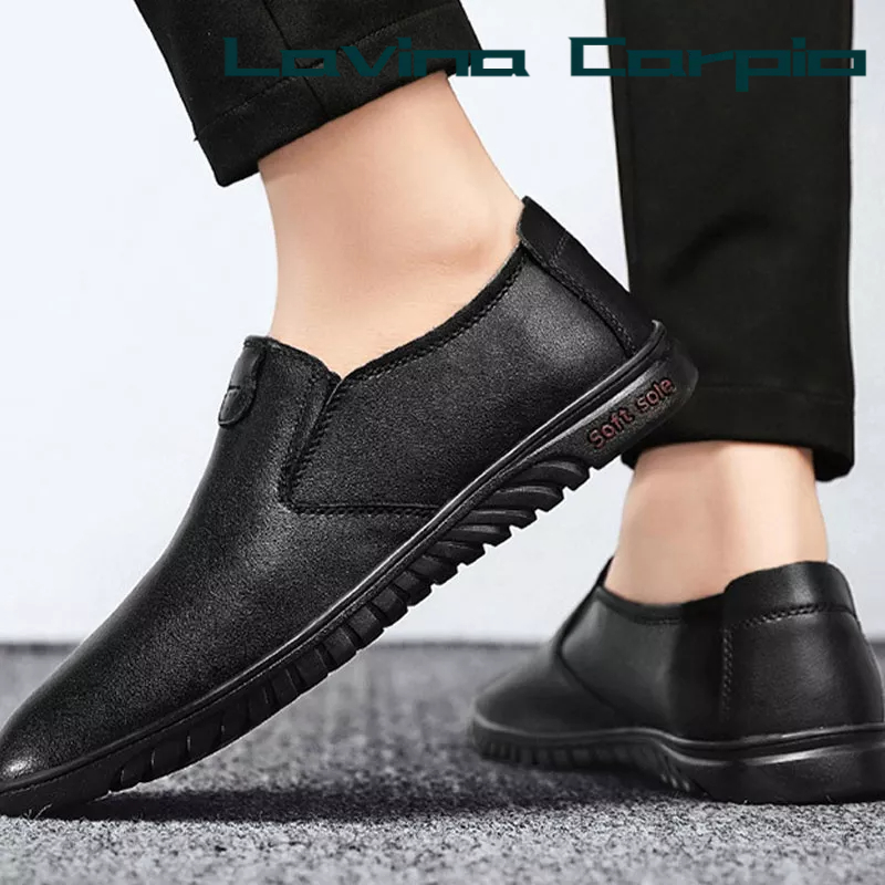 Giày da LAVINA CARPIO đế bằng thoáng khí phong cách Hàn Quốc thời trang mùa thu cho nam