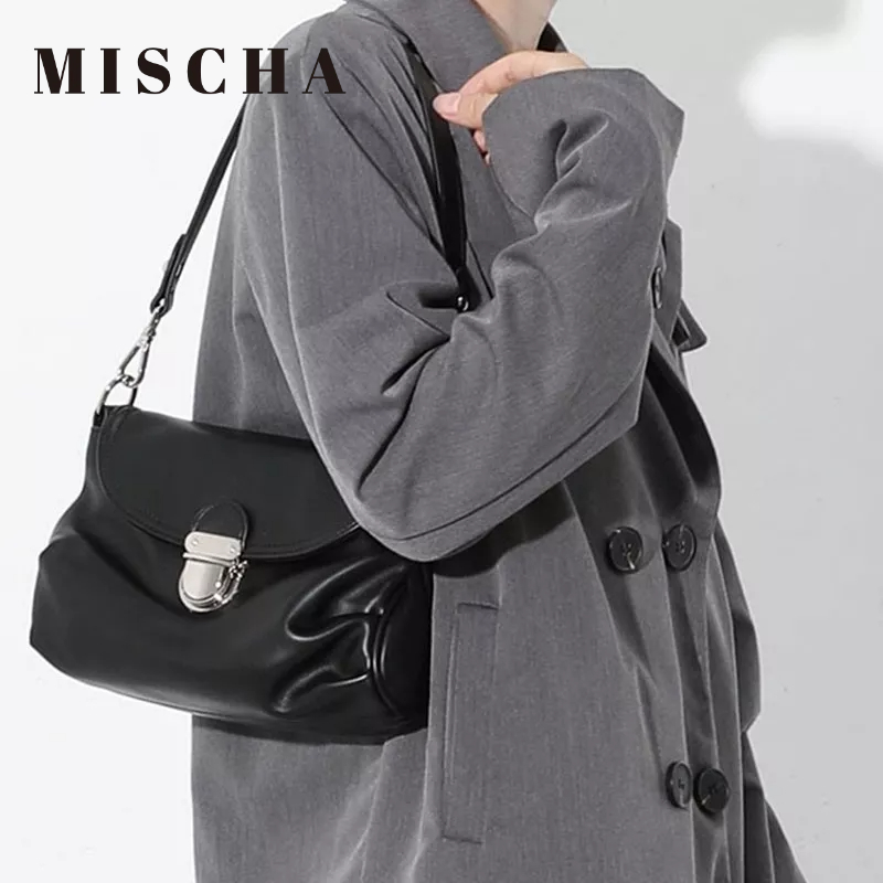 MISCHA Túi Xách Da Mềm Có Khóa Phong Cách retro Thời Trang Cho Nữ