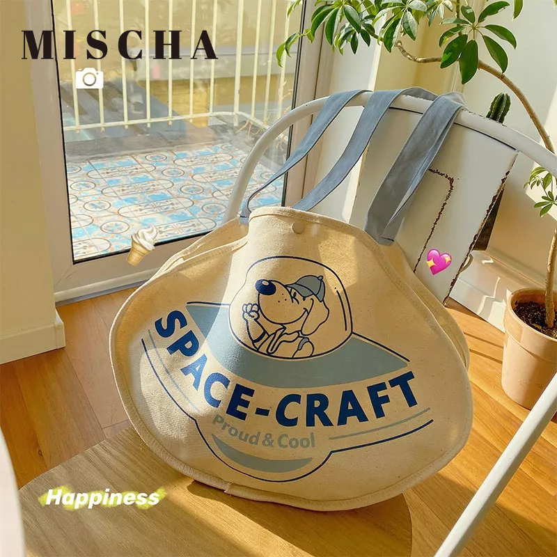 MISCHA Túi vải Cỡ Lớn In Hình Chú Chó Ngoài Hành Tinh Dễ Thương